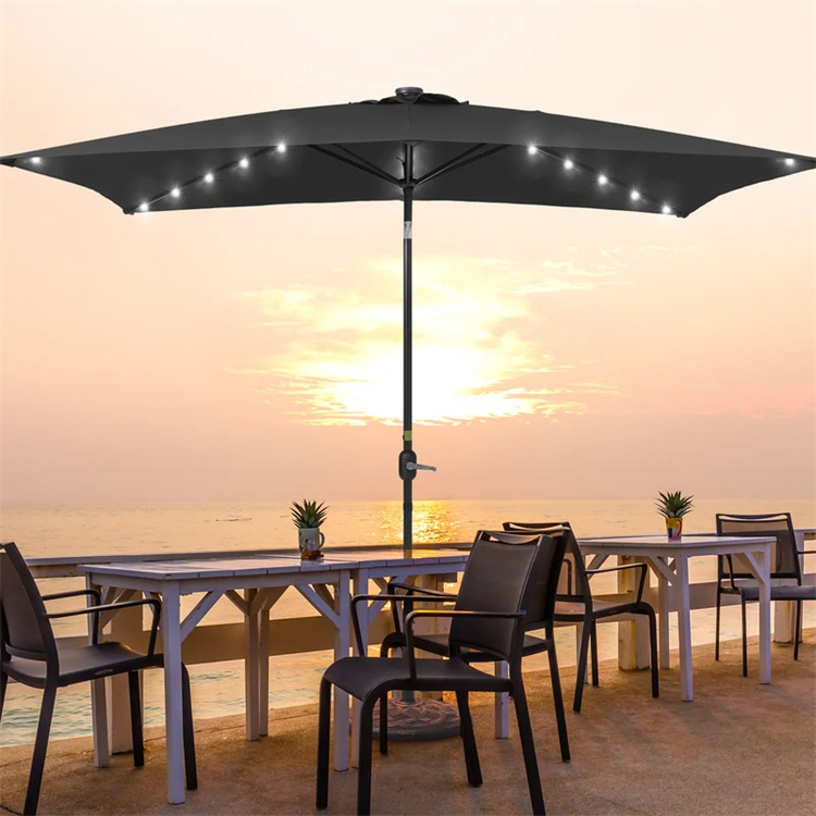 10x 6.5FT روشنی والی مستطیل مارکیٹ چھتری